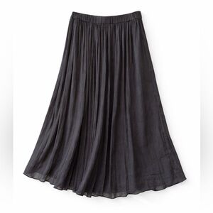 Philosophy | Black Soft Pleated Midi Skirt Elastic Waist A-Line Neutral Size XS